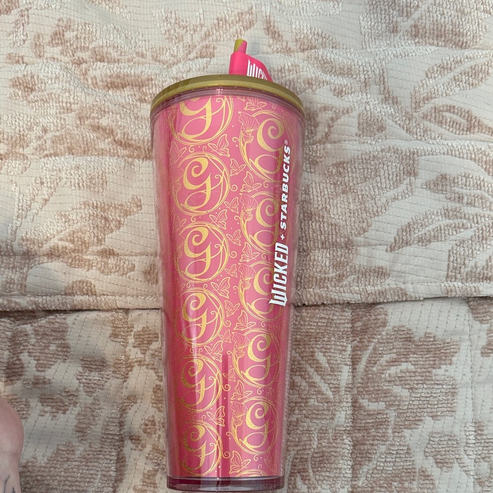 Starbucks Pink and Gold Tumbler Wicked Glinda